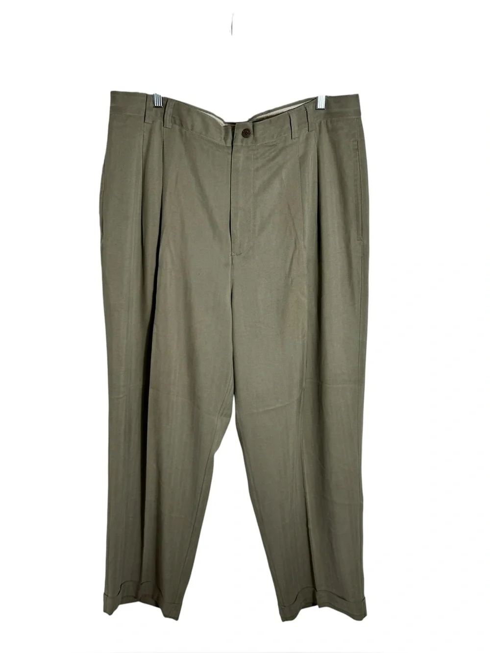 Tommy Bahama 100% Silk Pleated Dress Pants Tan Green Men's 38x28